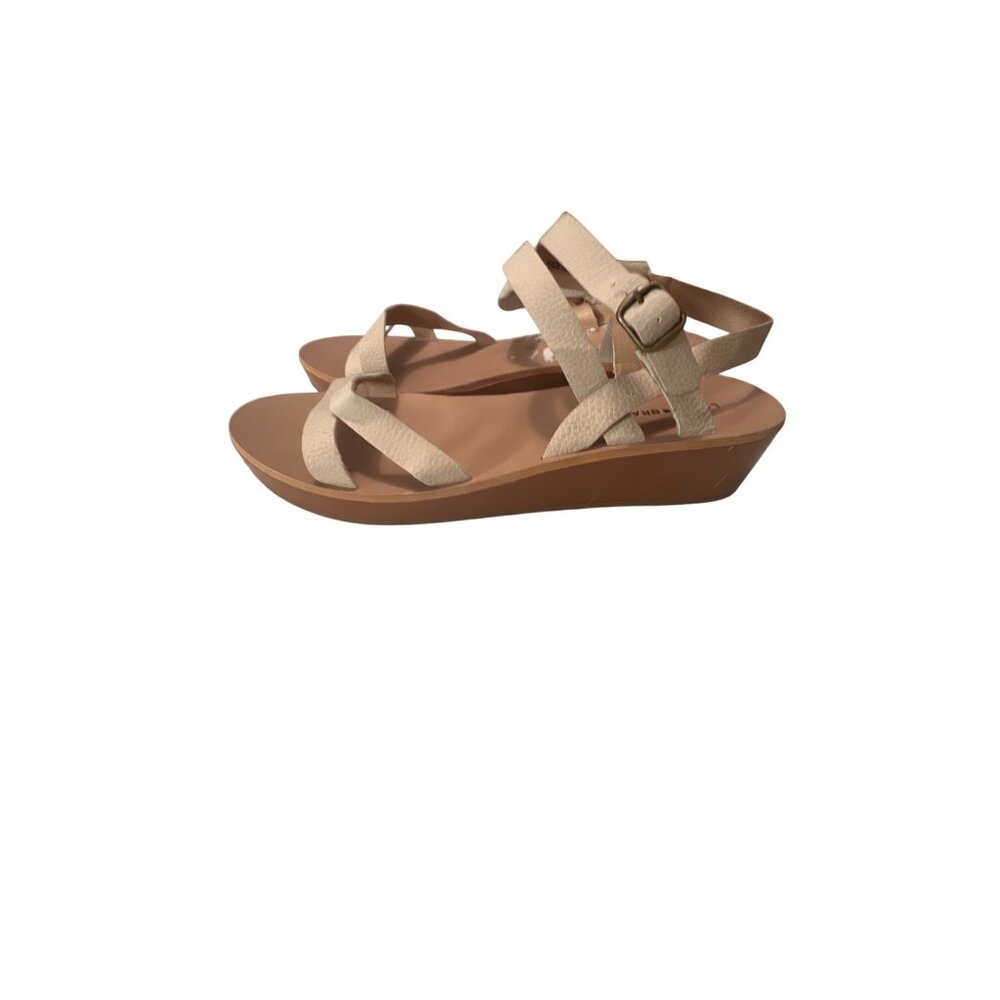 Lucky‎ Brand Womens Beige Wedge Sandals With Textured Straps Size 11